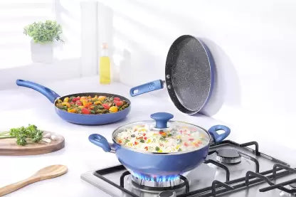 Kutchina Endura Nonstick Combo set Induction Bottom Non-Stick Coated Cookware Set  (PTFE (Non-stick), 4 - Piece)