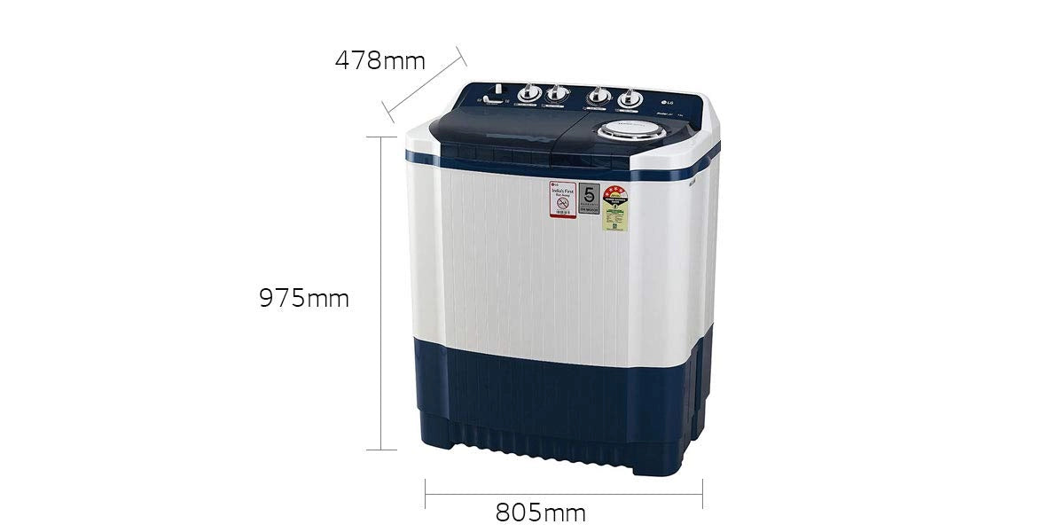 LG P7025SBAY Wash 7Kg and Spin 6 Kg, 4 Star, Rust Free Body, Roller Jet Pulsator, Wind Jet Dry, Color: Dark Blue