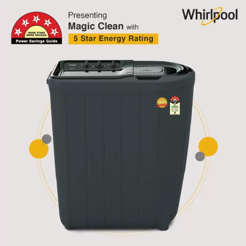 Whirlpool 6 kg Magic Clean 5 Star Semi Automatic Top Load Washing Machine Black, Grey (MAGIC CLEAN 60I GREY DAZZLE)