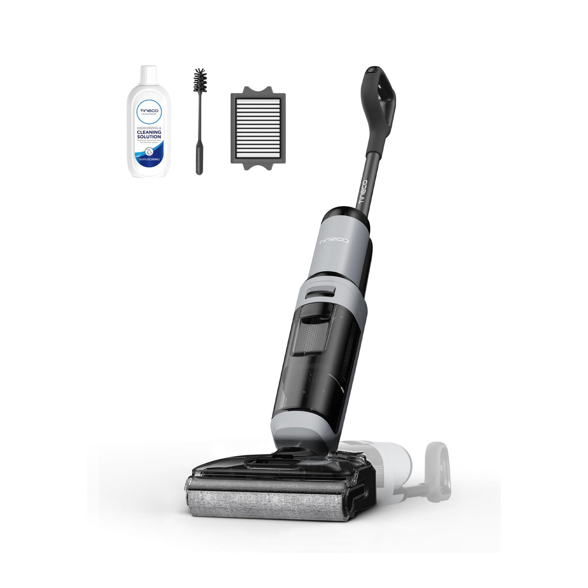 Tineco Floor ONE i5 Stretch Plus II cordless wet and dry vacuum with cleaning solution bottle, brush and filter