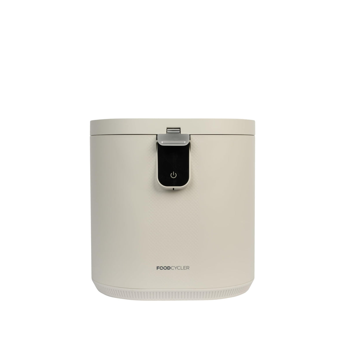 FoodCycler ECO 5 food waste composter in cream, front view with touch power panel on the lid latch
