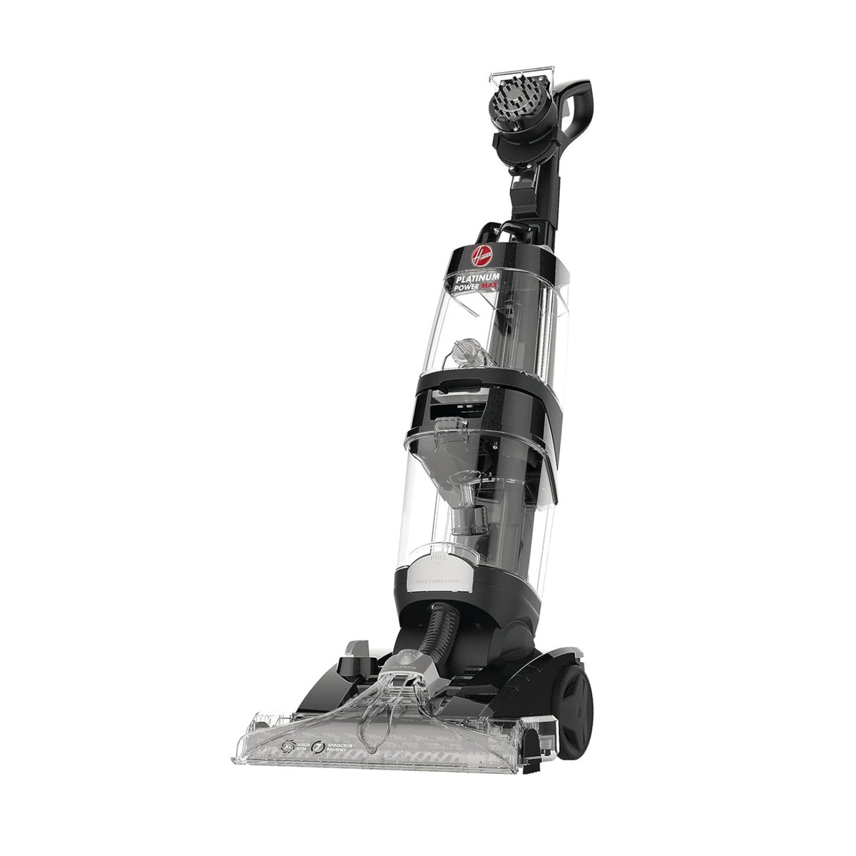 Hoover CWKTH012 Platinum Power Max carpet washer shown upright on a white background