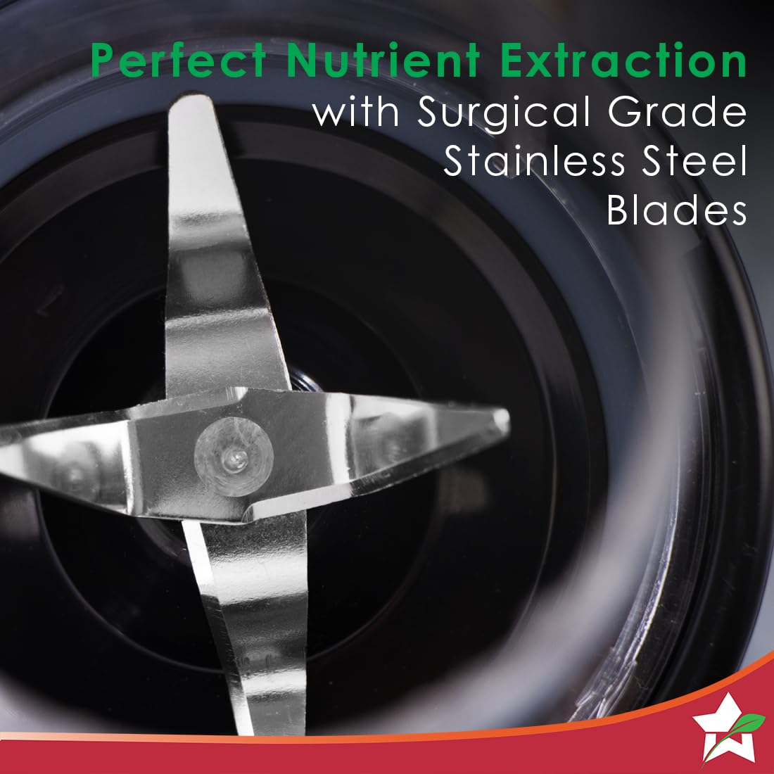 Close-up of the stainless steel blade of the Wonderchef Nutri-Blend 63154888 mixer grinder