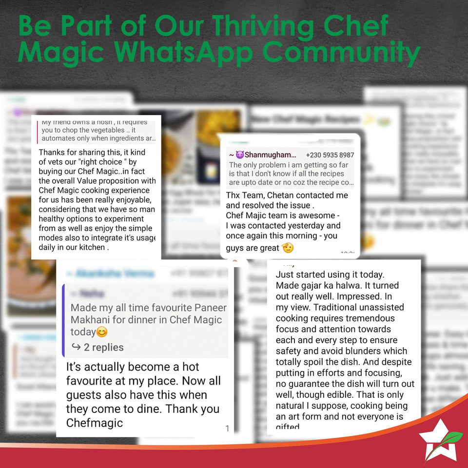 Wonderchef Chef Magic K7 owner messages from the Chef Magic WhatsApp community