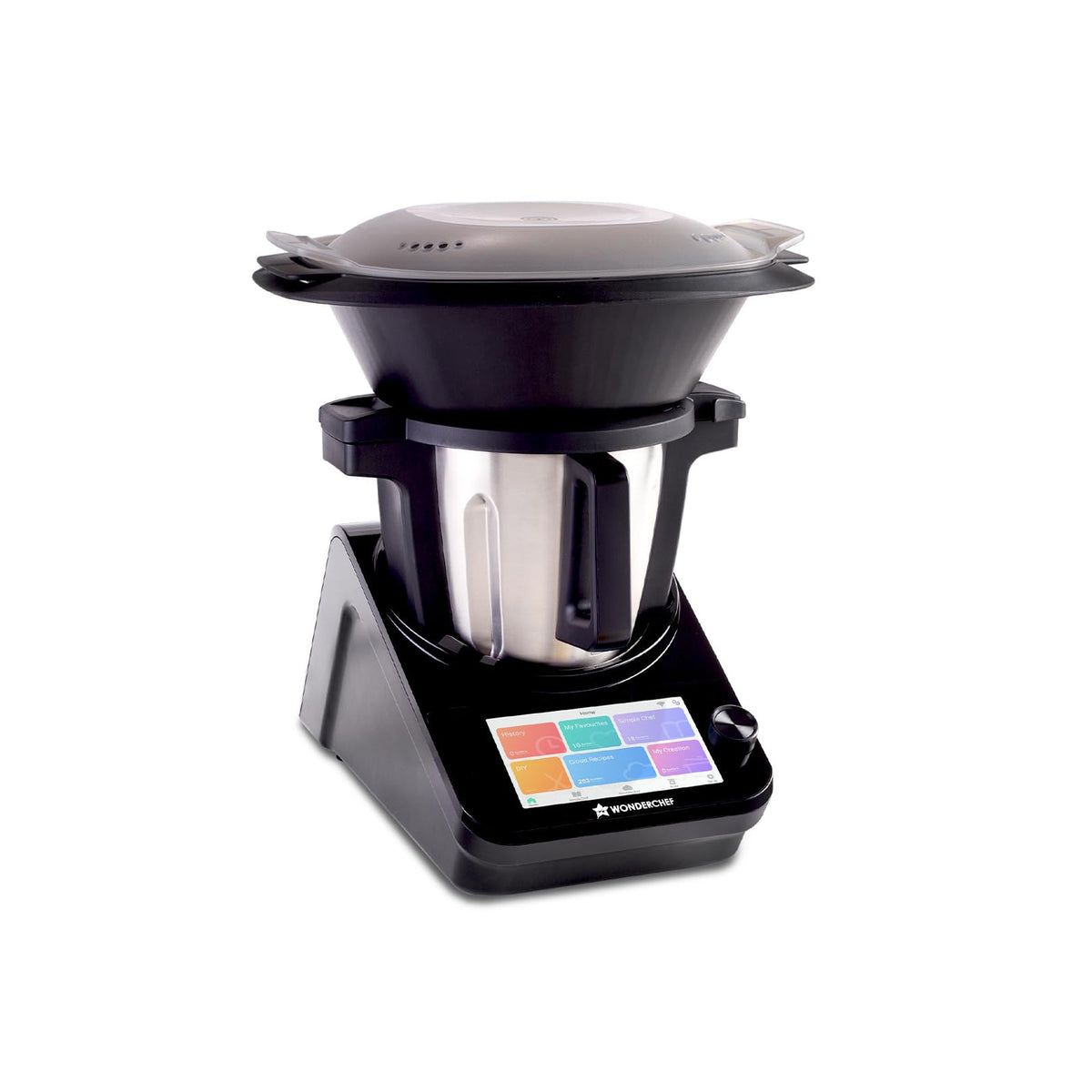 Wonderchef Chef Magic Kitchen Robot K7 63154896 with steel jar, black steamer bowl and touchscreen home menu