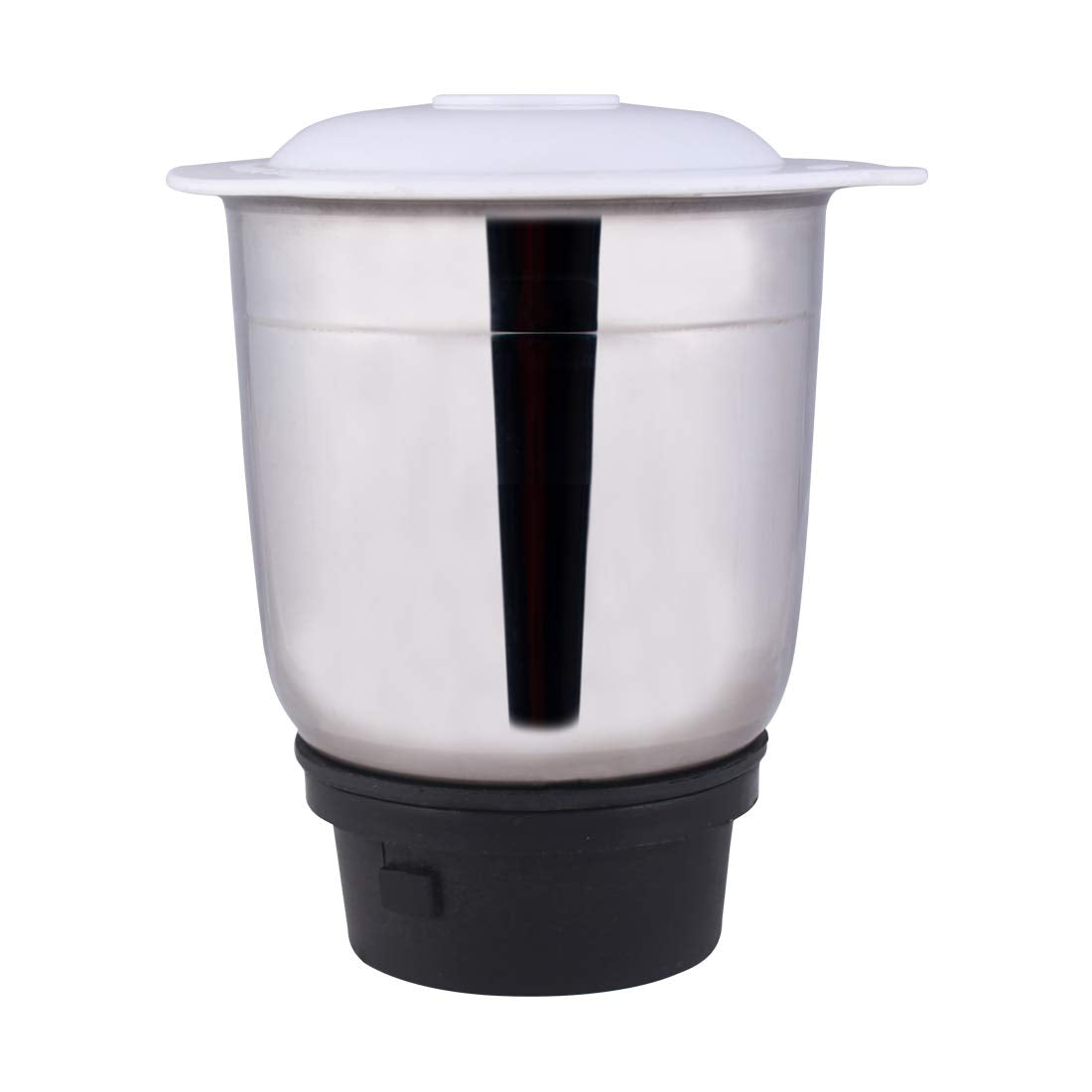 Stainless steel jar with white lid and black base coupler for the Wonderchef Vietri 63153026 mixer grinder
