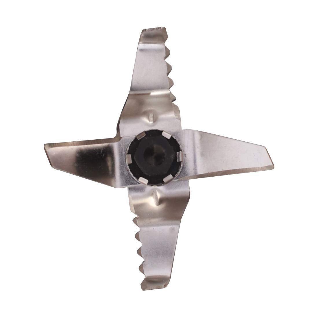 Close-up of a four-armed stainless steel blade with serrated edges for the Wonderchef Vietri 63153026 mixer grinder