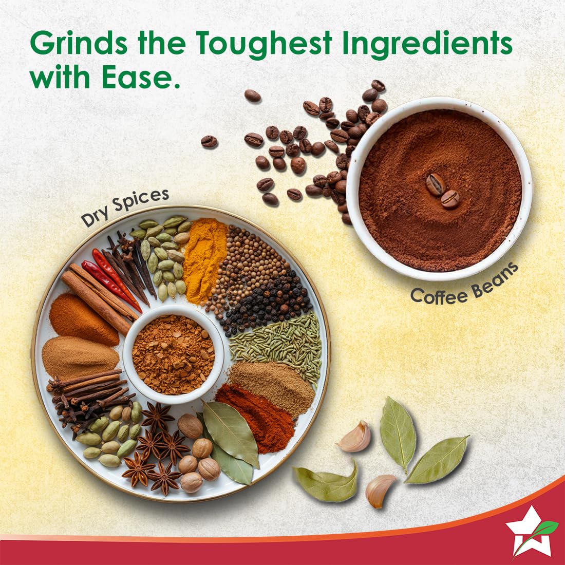Wonderchef Nutri-blend CKM 63152720 graphic showing dry spices and coffee beans for grinding