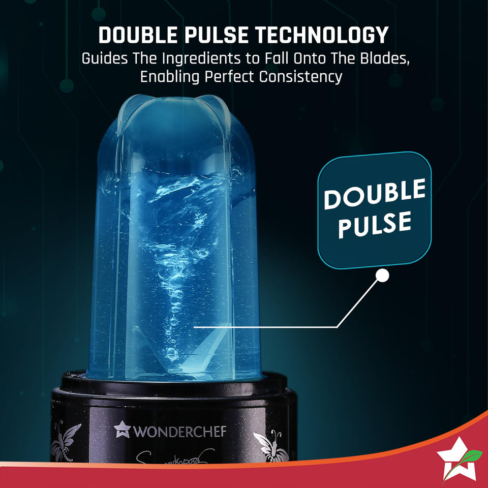 Wonderchef Nutri-blend Smart jar with liquid swirling to show the double pulse technology