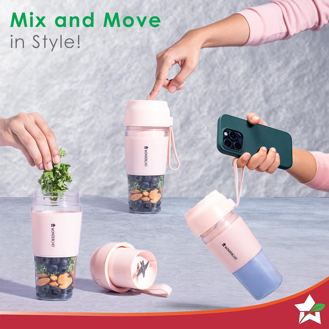 Wonderchef Nutri Cup 63154460 pink portable blender product image