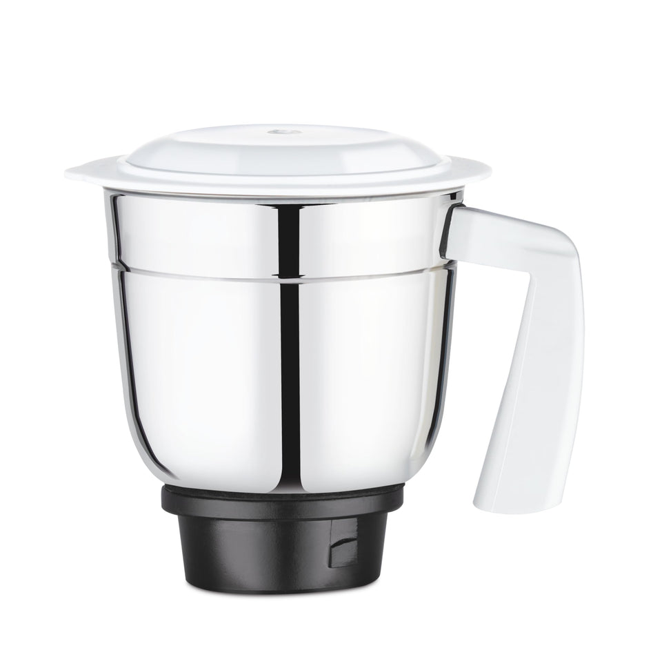 Bajaj Twister 410526 1 L stainless steel dry/wet grinding jar with white lid and handle