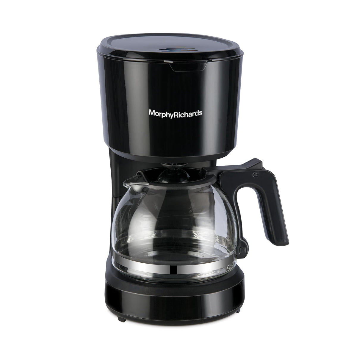 Morphy Richards 350012 Europa Drip coffee maker front view with glass carafe in place