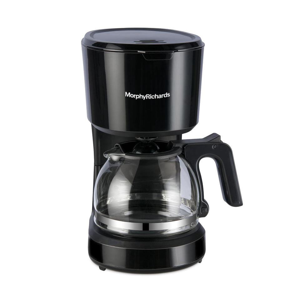 Morphy Richards 350012 Europa Drip coffee maker front view with glass carafe in place
