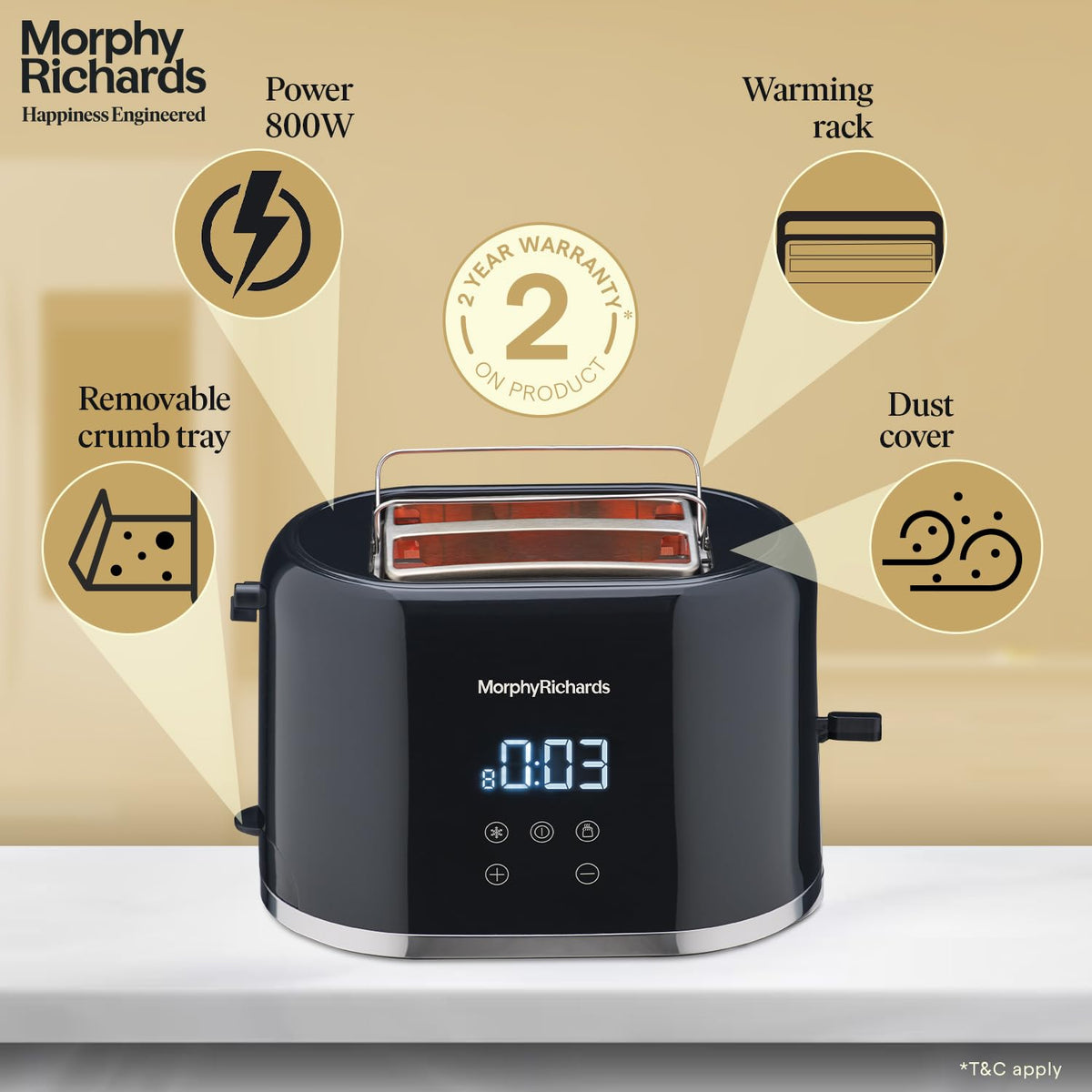 Morphy Richards 370071 Windsor Series 2-slice digital pop-up toaster, additional product image