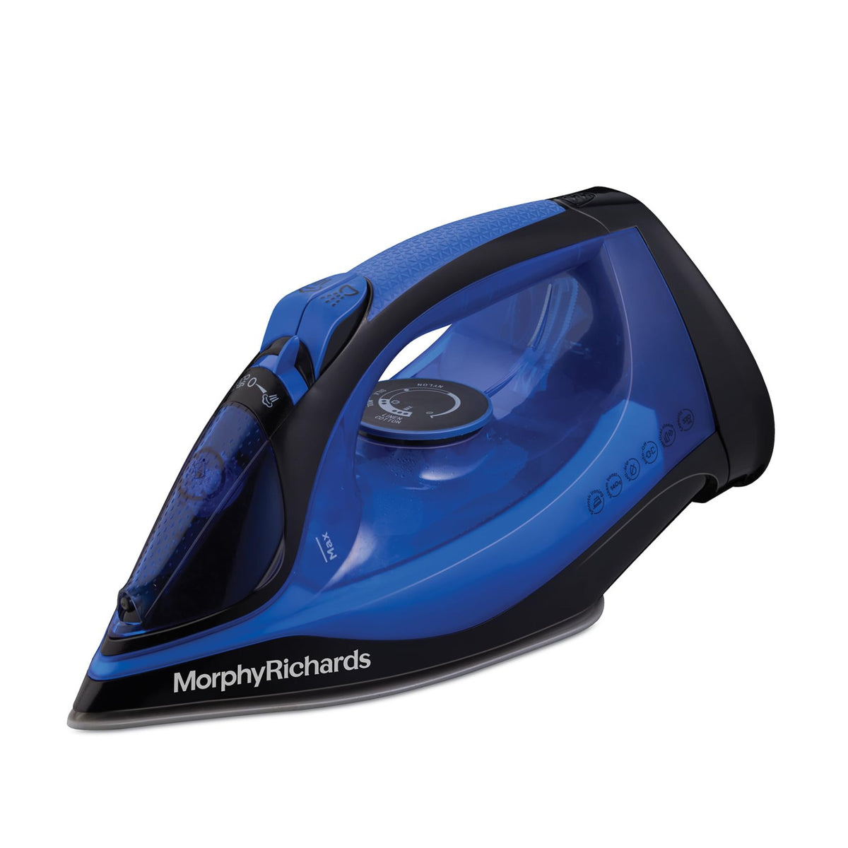 Morphy Richards Cordless Steam Ease 2200W blue and black cordless steam iron on a white background