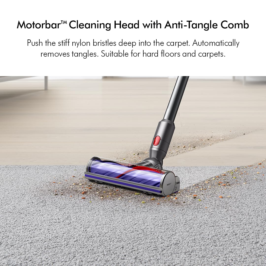 Dyson 448793-01 Motorbar cleaning head with anti-tangle comb on carpet and hard floor