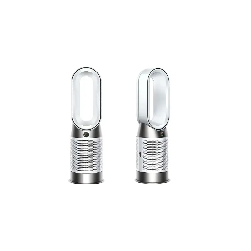 Dyson Purifier Hot+Cool HP10 462939-01 shown from the front and at an angle in white and silver