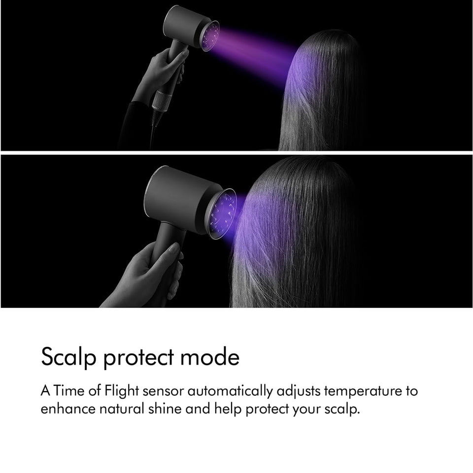 Dyson Supersonic Nural 515217-01 scalp protect mode with Time of Flight sensor shown over hair