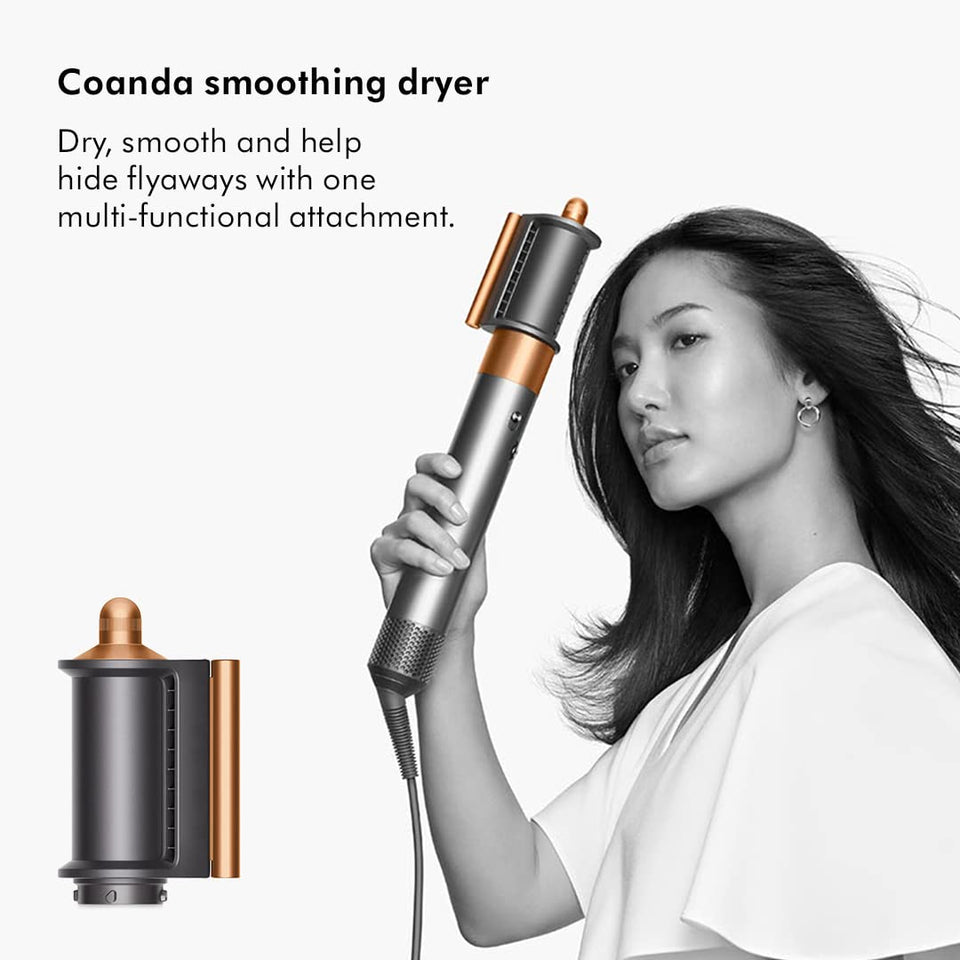 Dyson Airwrap 400706-01 with Coanda smoothing dryer attachment used on long dark hair