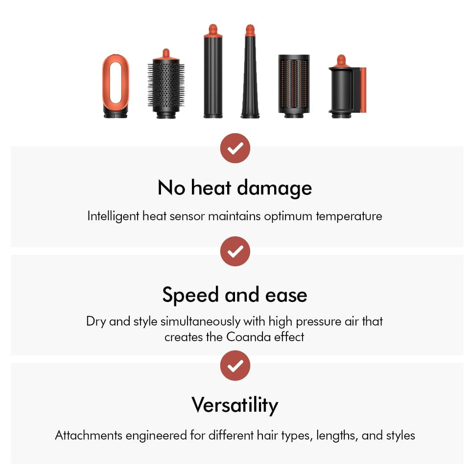Dyson Airwrap i.d. 533818-01 attachments with benefits: no heat damage, speed and ease, versatility