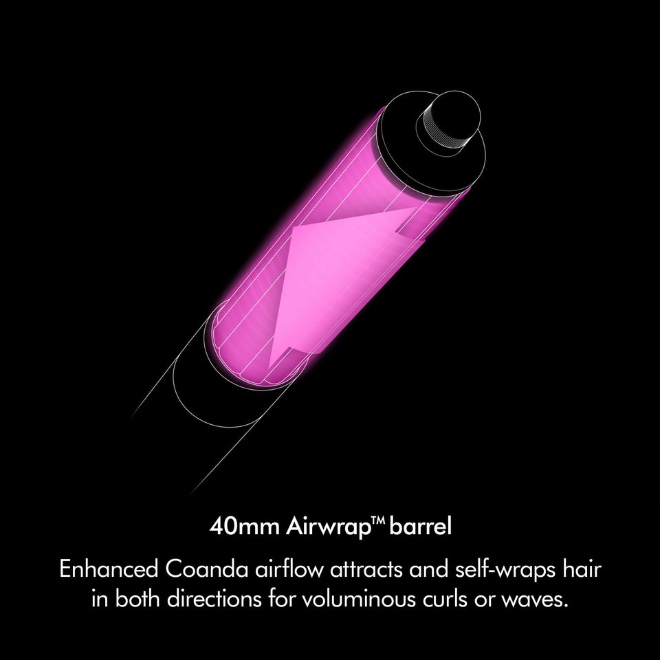 Dyson Airwrap Origin 113162-01 40 mm Airwrap barrel with Coanda airflow diagram