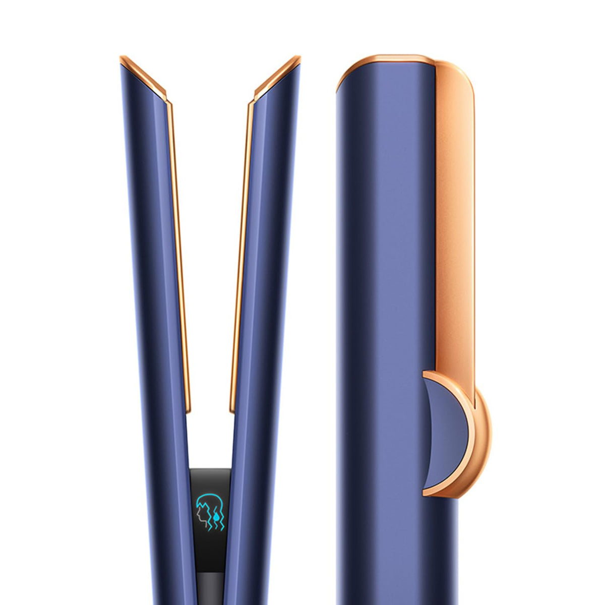 Close-up of Dyson Airstrait 408235-01 arms, copper edges and LCD screen