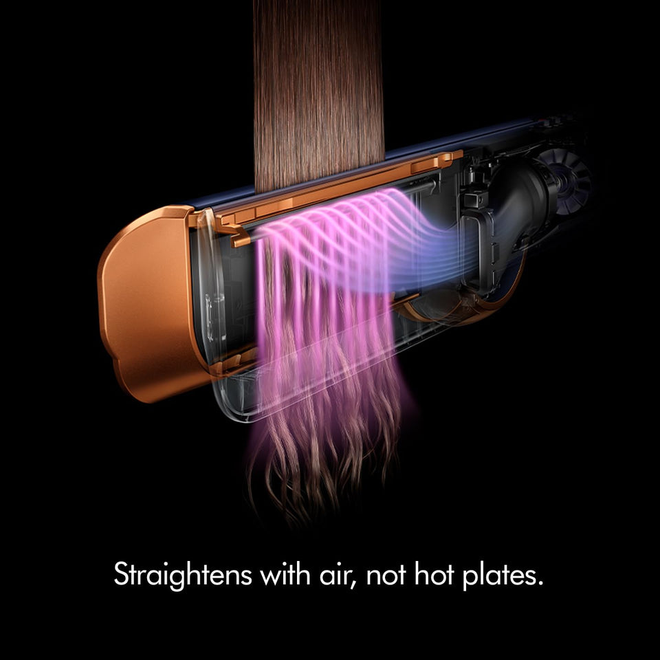 Cutaway of Dyson Airstrait 408235-01 showing airflow passing through hair, straightening with air not hot plates