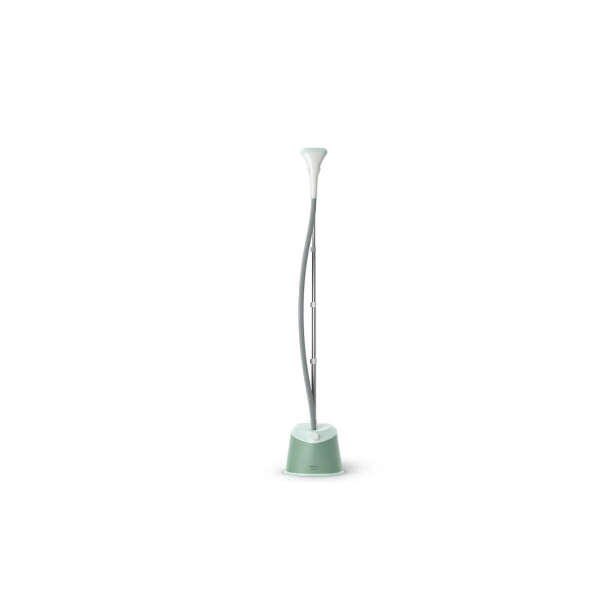 Philips STE1010/70 1000 Series green garment steamer standing upright on a white background