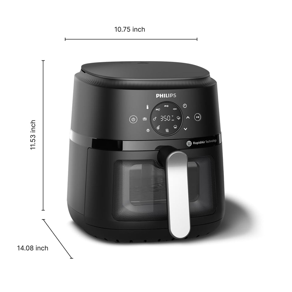 Philips NA221/00 Airfryer with dimension markings for width, height and depth