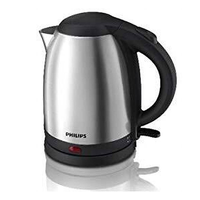 Close view of Philips HD9363/00 electric kettle showing the Philips logo and red power indicator on the base