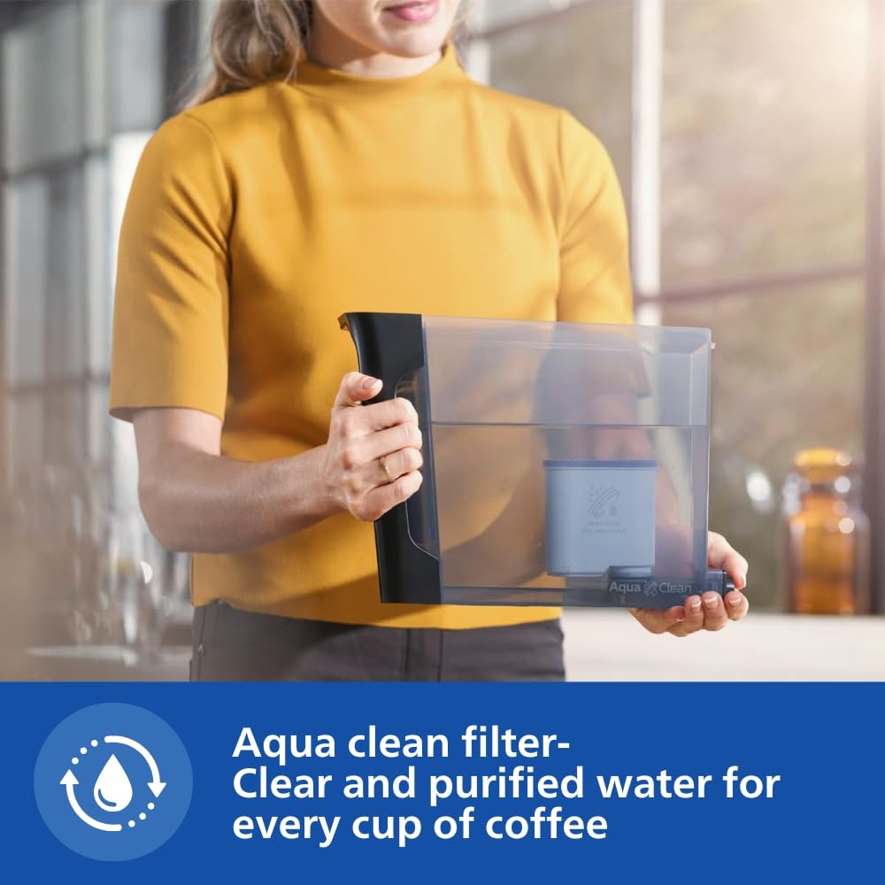 Philips EP3221/40 water tank with AquaClean filter held by a woman