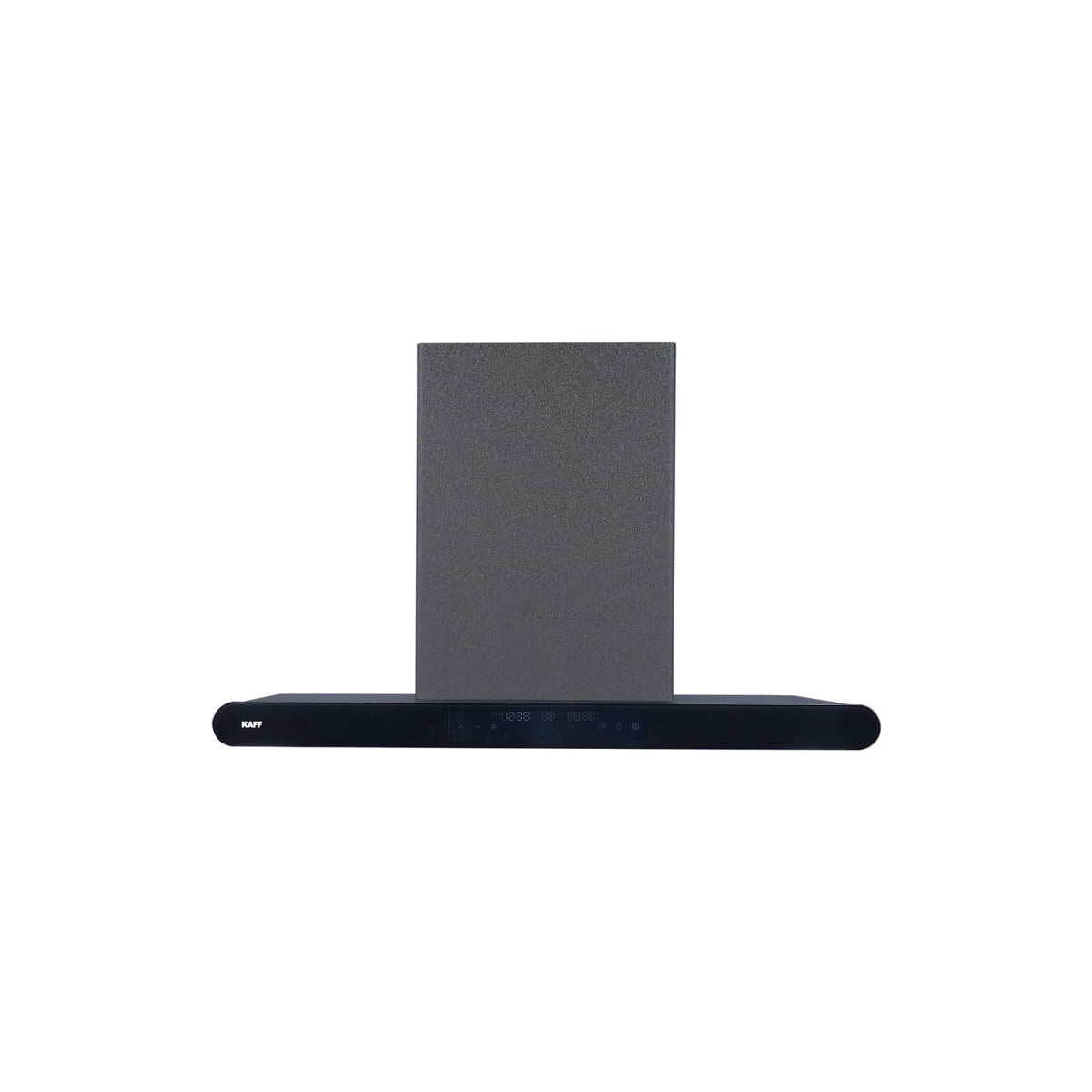Kaff MOLIN 90-DC kitchen chimney front view with black glass panel and touch display