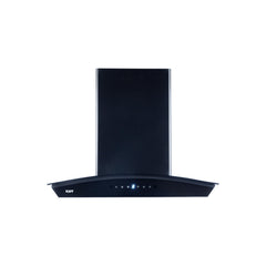 Kaff NIORDHC60 60 cm Black Curved Glass Wall Mount Chimney