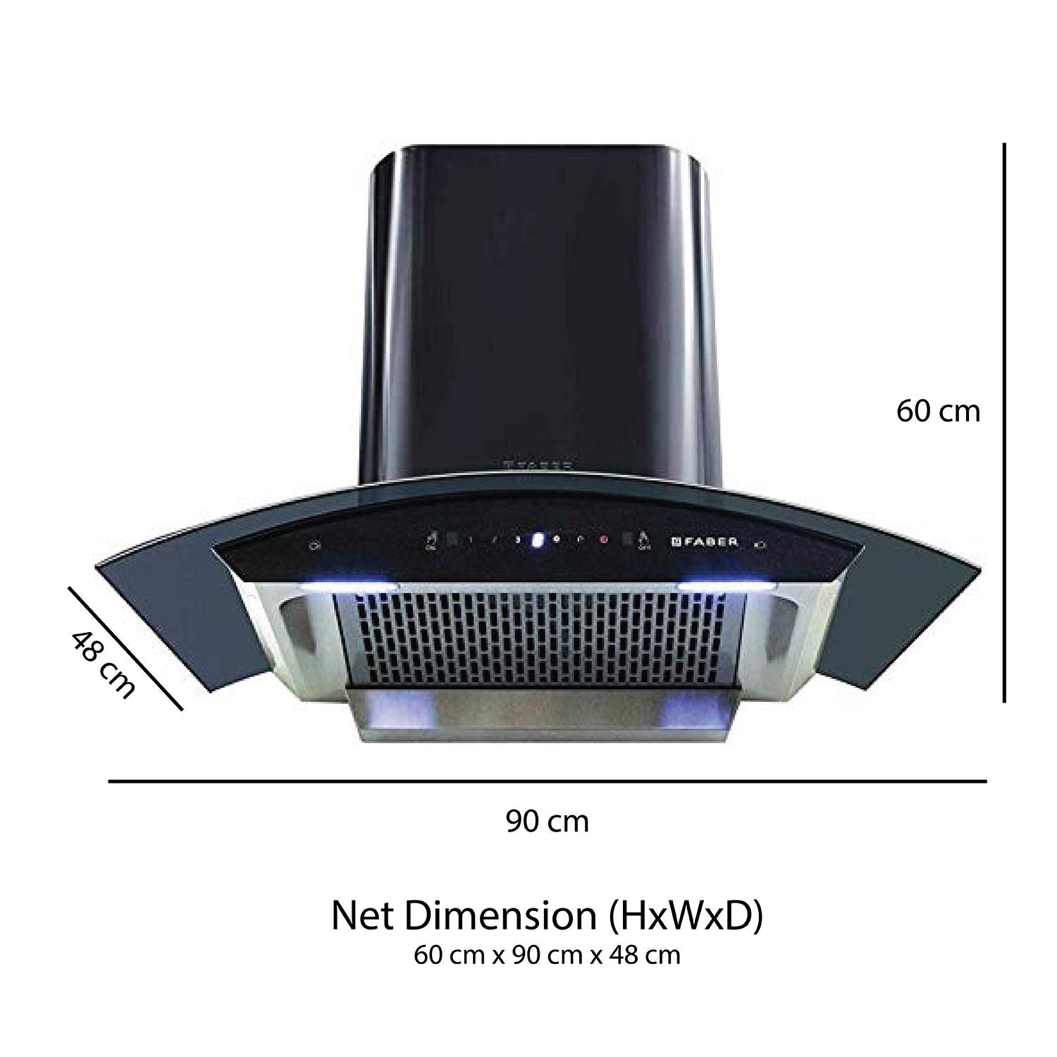 Faber 90 cm 1200 m3/hr Heat Auto Clean Chimney Crest Plus HC SC Touch & Gesture Control, Black