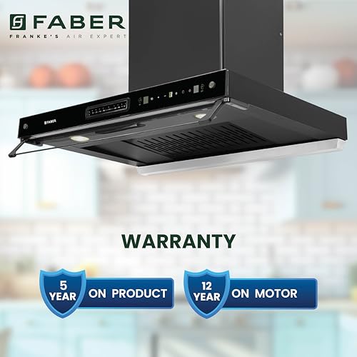 Faber 4in1 1325 m³/hr Filterless Autoclean 75cm Chimney|Air Purifier+Fan|Touch & Gesture Control|T-Shape|12Yr on Motor, 5Yr Comprehensive Warranty by Faber|HOOD AEROSTATION ELITE FL HC TC BK