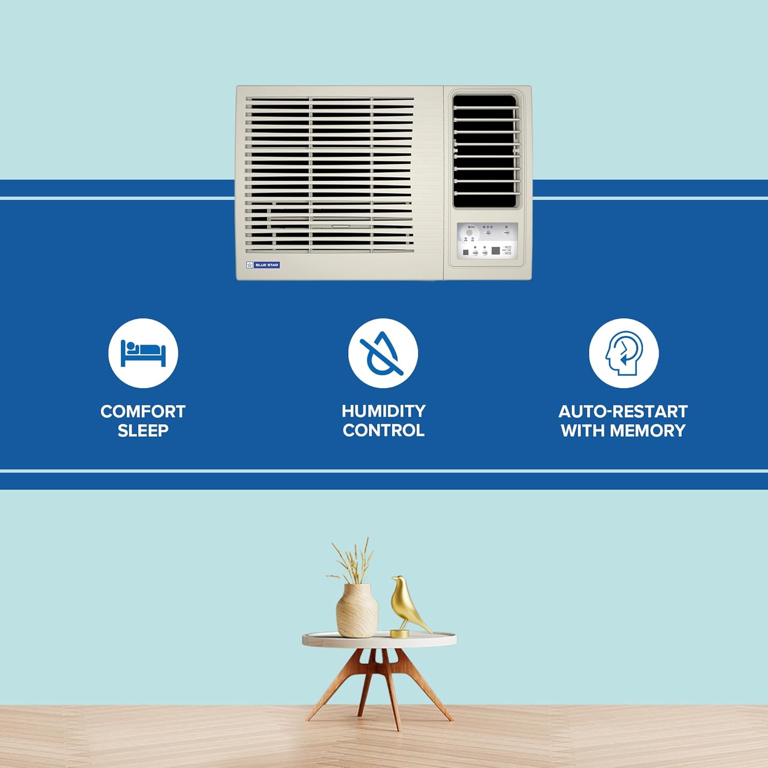 Blue Star 1T 3S Fixed Speed Window AC (Copper, Turbo Cool, Fan Modes-Auto/High/Medium/Low, Hydrophilic Blue Fins, Dust Filters, Self-Diagnosis, WFE312L)