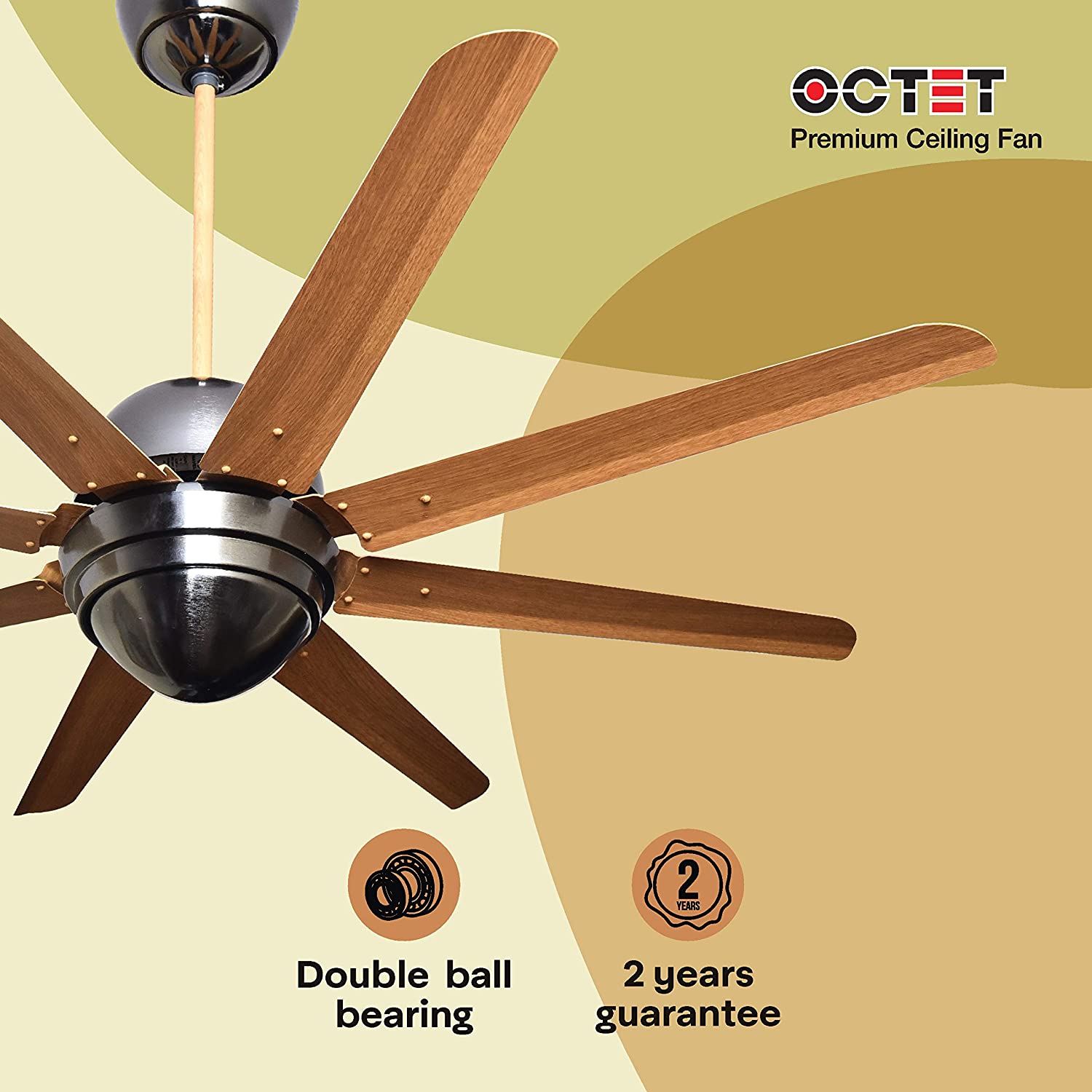 Havells Octet 1320mm Ceiling Fan (Walnut Black Nickel)