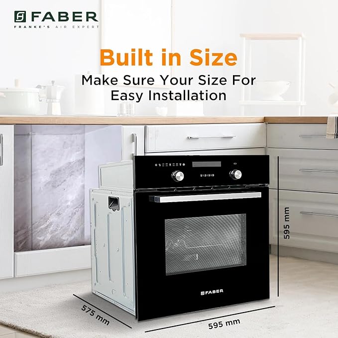 Faber 82L Built-In Microwave Oven with 10 functions | Auto Cook Menus & Auto Power Off Protection | Grill, Convection, Defrost & Combination Cooking | 1 Yr Warranty | FBIO 82L 10F BK with ART