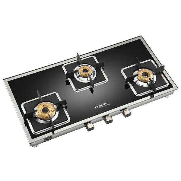 Hindware Dario 3 Burner Gas Stove Auto Ignition Black