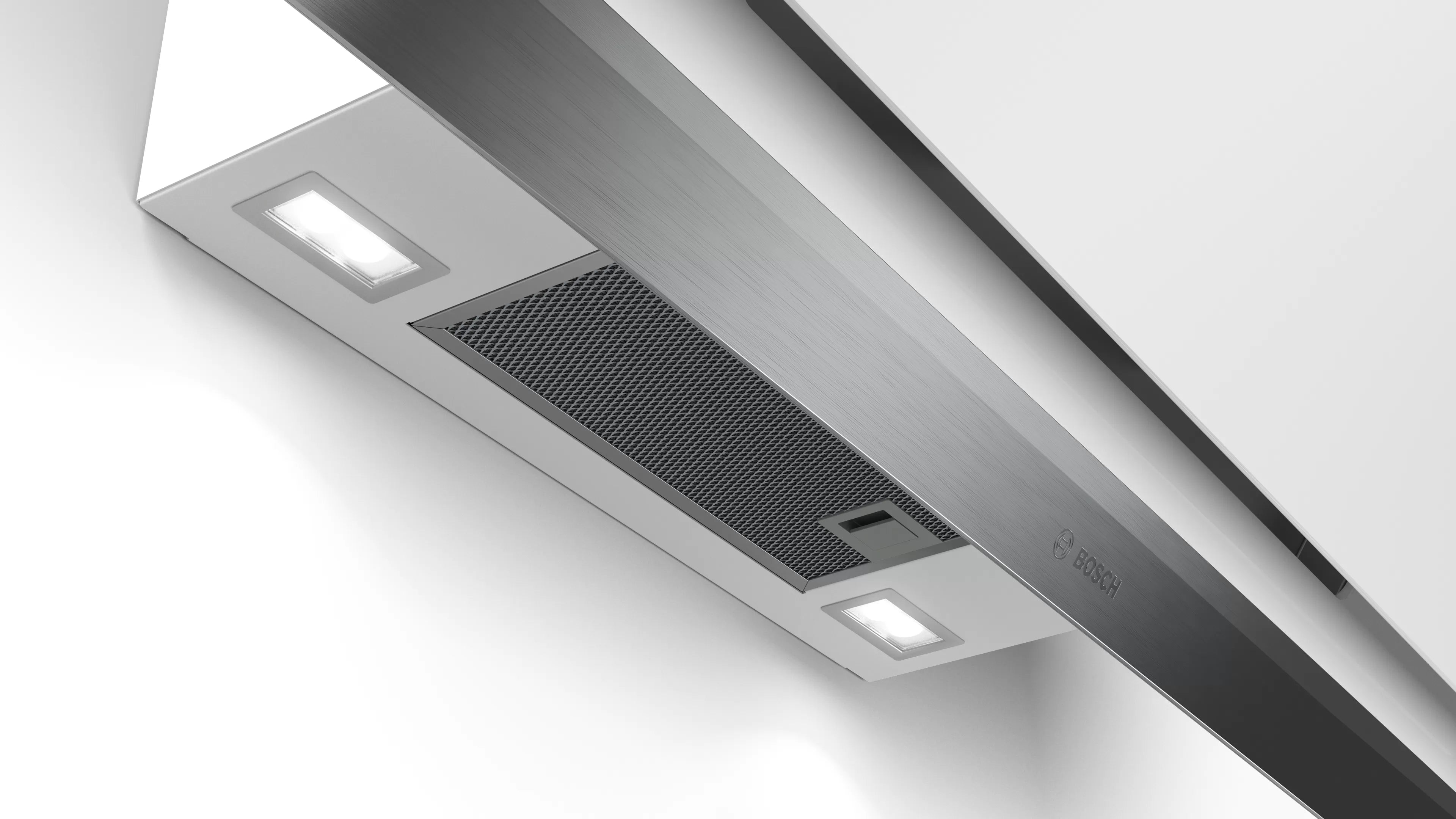 Bosch DWK98PR20ISeries 8 wall-mounted cooker hood 90 cm clear glass white printed