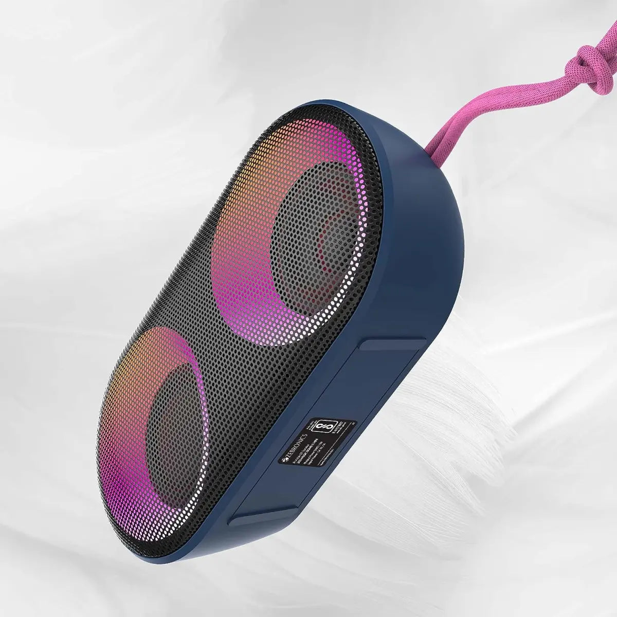 ZEBRONICS Zeb-Music Bomb X Mini Bluetooth 5.0 Speaker with IPX5 Waterproof, 5W RMS, Voice Assistant, Powerful Bass, 11H* Backup, RGB Lights, mSD/FM Radio, Call Function & Type C Charging(Blue)