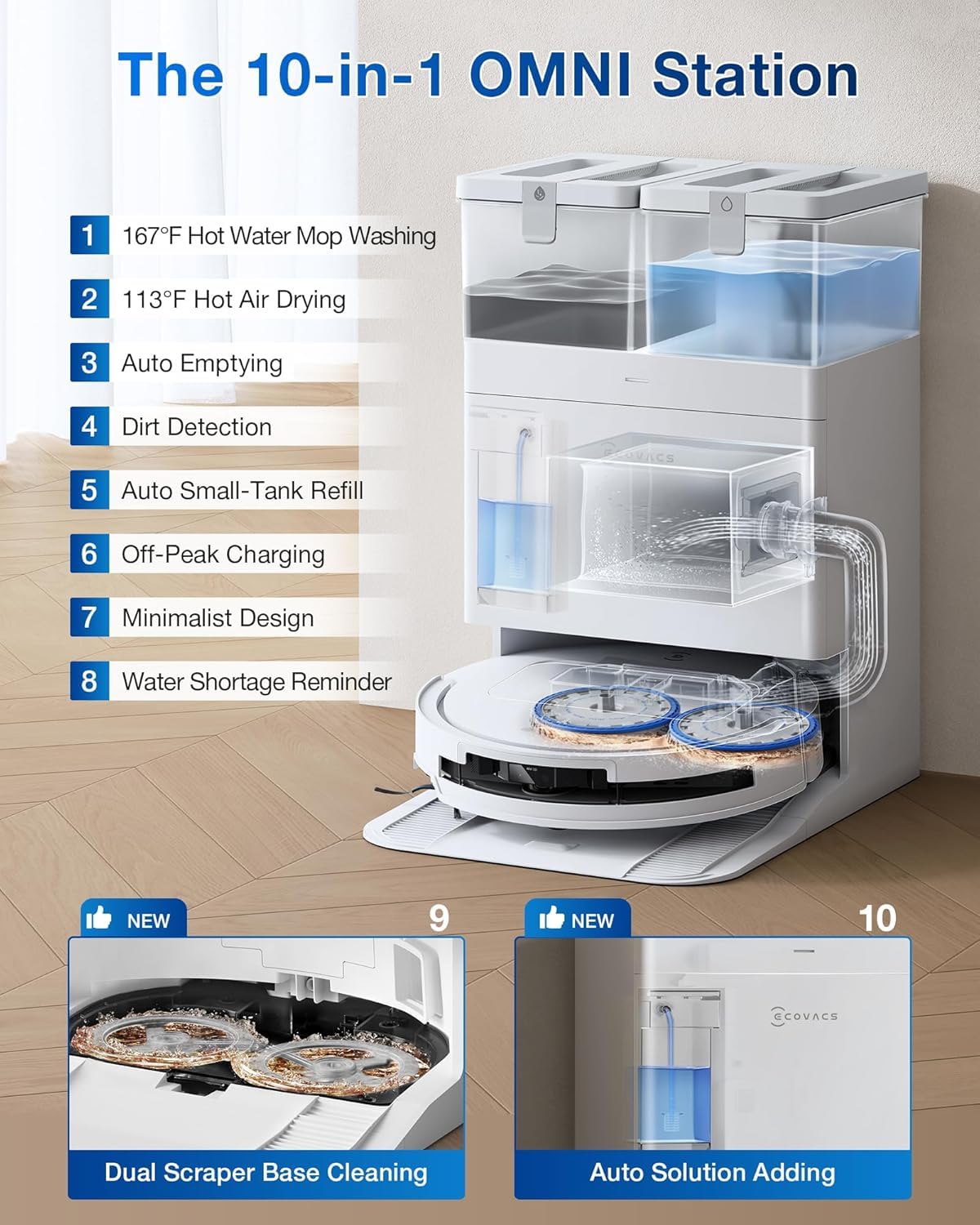 ECOVACS Deebot T50 PRO: 2-in-1 Robot Vacuum & Mop, 2025 Launch, 15000 Pa Suction, 6400 mAh Battery, 8.1 cm Ultra-Thin, Zerotangle 2.0, AIVI