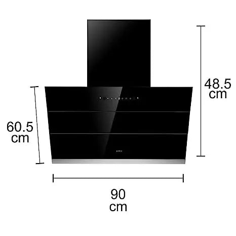 Elica 90 cm 1300 m3/hr Filterless Auto Clean Chimney (EFL-S901 HAC VMS PLUS, Motion Sensor Control, Black)