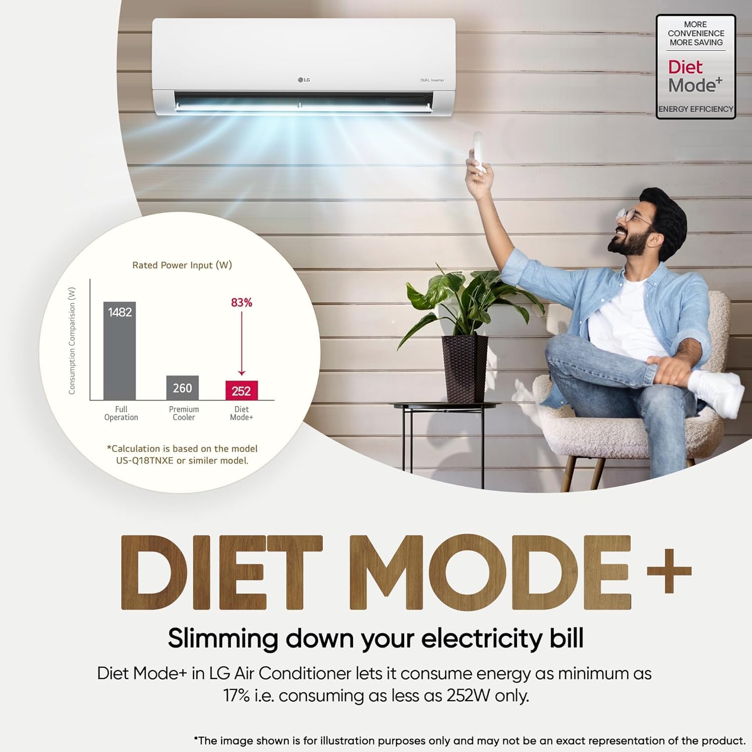 LG 3 Star Split AC (2.0) with AI Convertible 6-in-1 Cooling, Anti Virus Protection, Diet+, Silver Deco - 2025 Model (US-Q24SNXE)