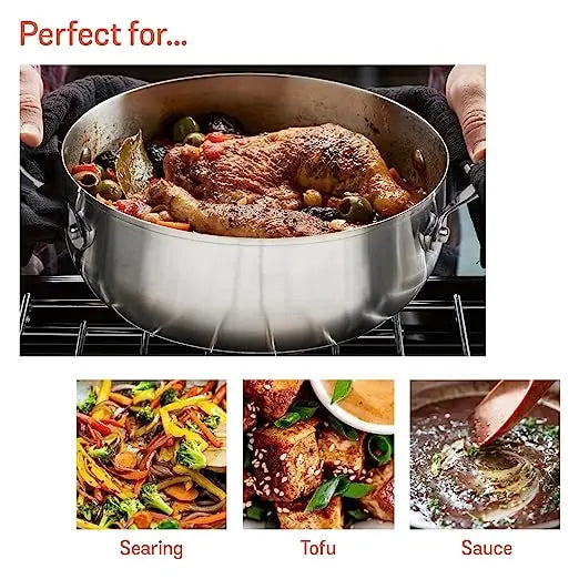 Meyer Select Stainless Steel Covered Sauteuse Gas and Induction Base 70671 24cm Silver