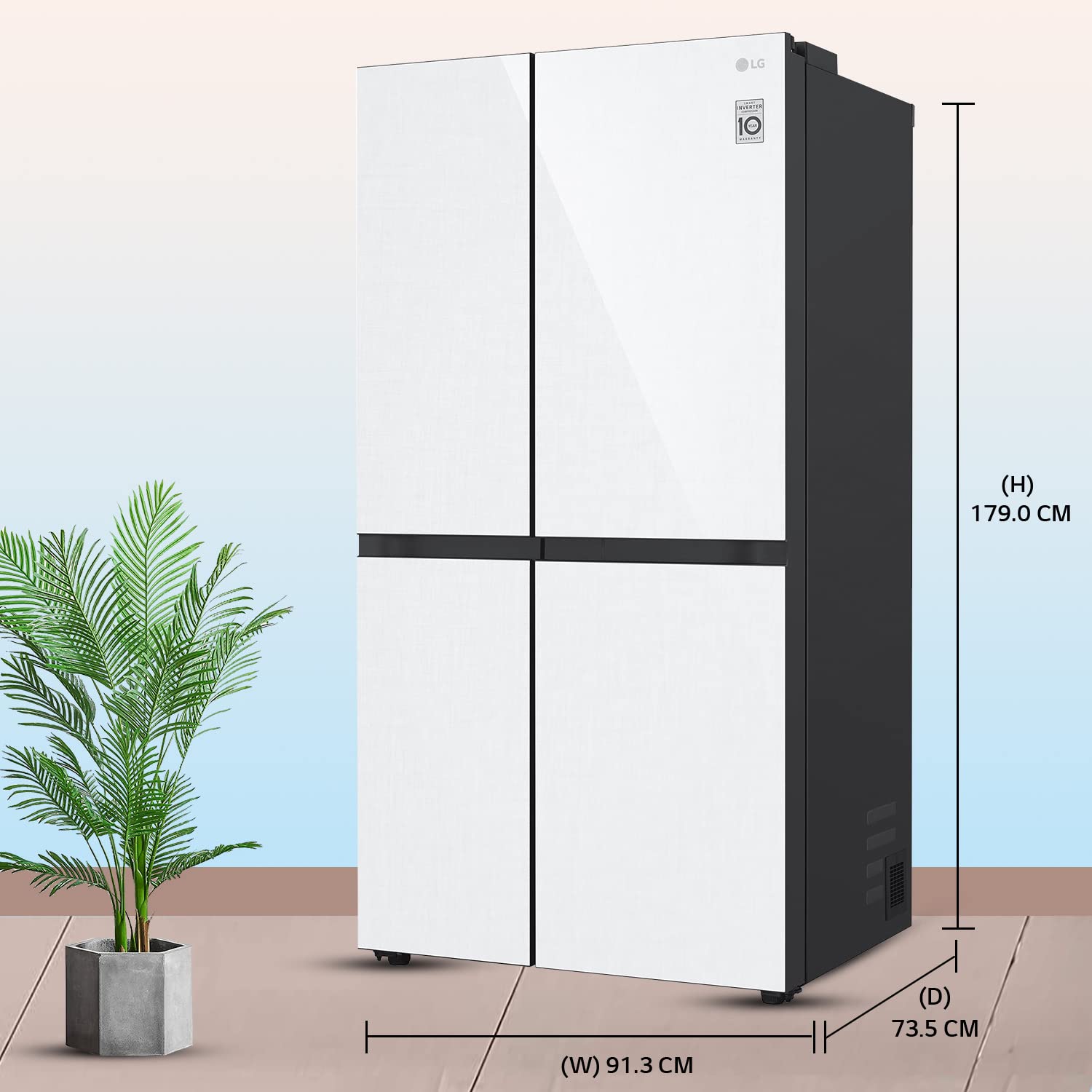 LG Side-by-Side Refrigerator GC-B257UGLW: 694L Frost Free Smart Inverter, Linen White