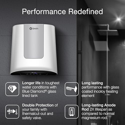 AO Smith HeatBot Wifi 25L Silver | Smart Storage Vertical Water Heater (Geyser) with Free Installation | Voice & Smart App Control | Personalised Modes & Scheduler | Digital Touch Display