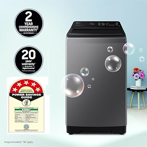 Samsung 8 kg, 5 star, Ecobubble, Super Speed, Wi-Fi, Digital Inverter, Fully-Automatic Top Load Washing Machine (WA80BG4546BDTL, Versailles Gray)