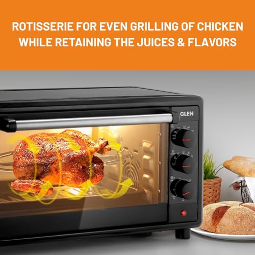 Glen Digital Oven Toaster Griller (OTG) - 25 Litres with Motorized Rotisserie 1700W - Black -SA5025R