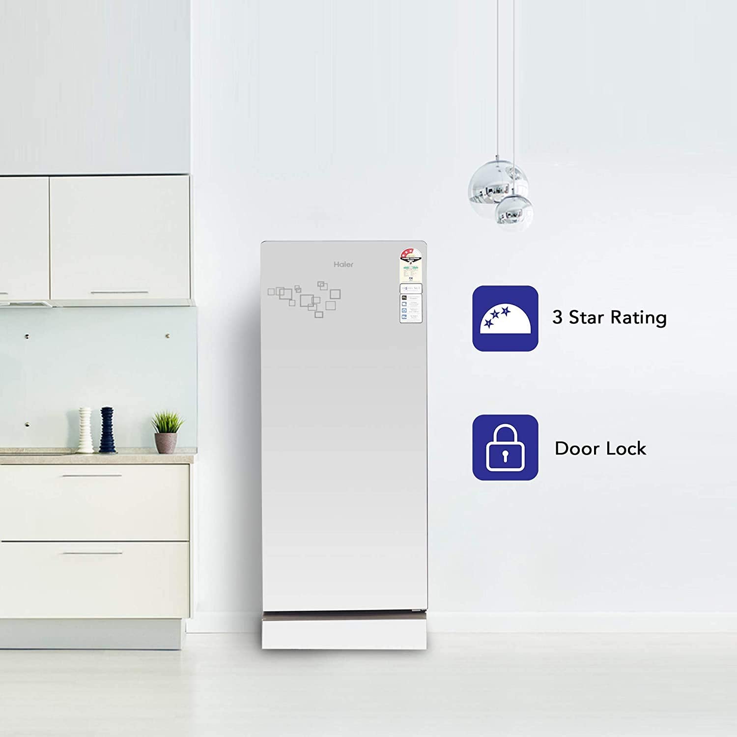 Haier 192 L 3 Star Single Door Refrigerator (HRD-1923PMG-E, Mirror Glass, Base stand)